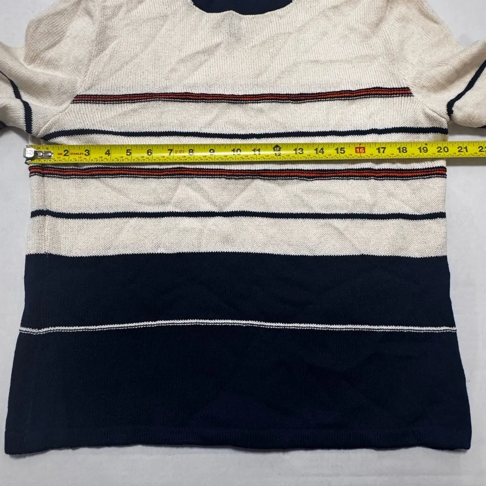 Vintage SJK St. John Womens Knit Pullover Sweater 12 Black Ivory Classic Striped